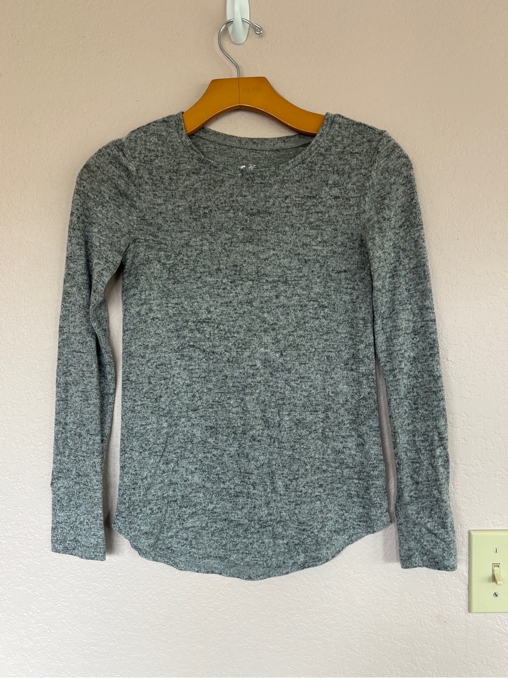 Justice Gray Marled Long Sleeve Crewneck Top size 10